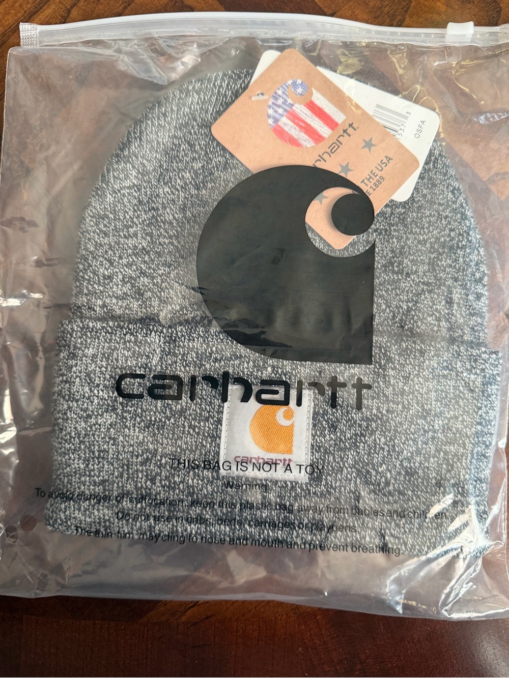Carhartt Gray Heather Cuffed Beanie with Patch Logo